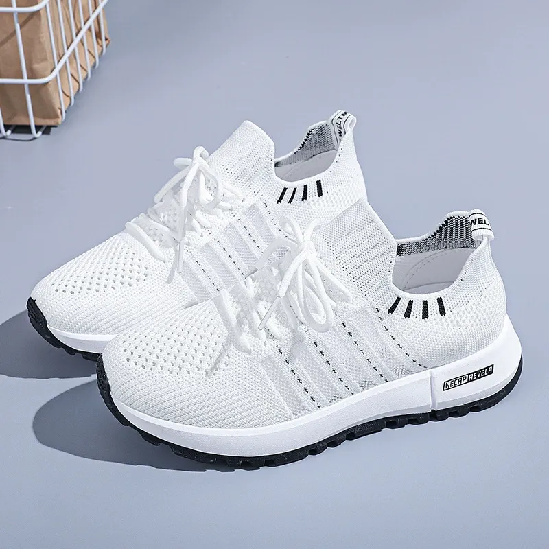 Dámské lehké tenisky Fashion KnitFlex s pružným pleteným svrškem, klasickým šněrováním a stabilní podešví pro každodenní nošení - fotka 5