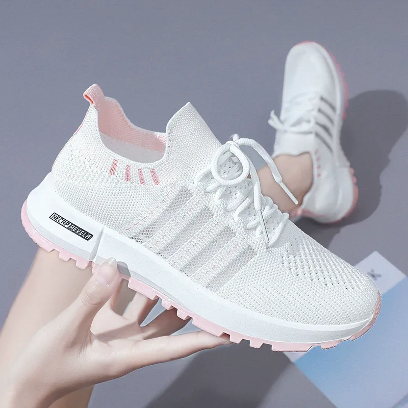 Dámské lehké tenisky Fashion KnitFlex s pružným pleteným svrškem, klasickým šněrováním a stabilní podešví pro každodenní nošení - fotka 4